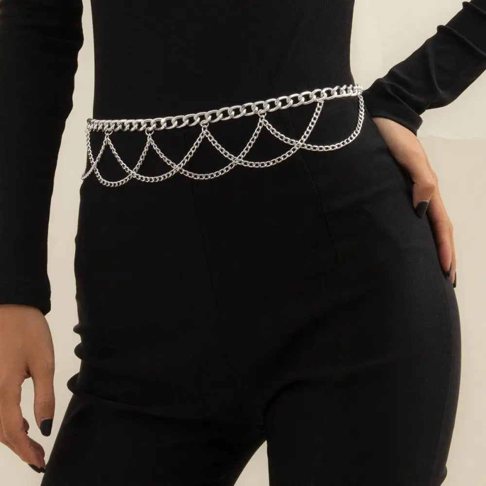 Silver Pulledia Women’s Chain Belt for Personal Style, stylish women’s chain accessory