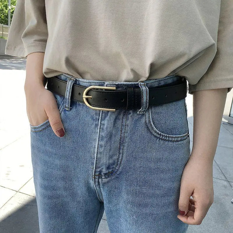 Charlotte Belt in Black Leather with Gold Buckle for elegant accessory style