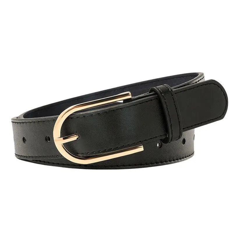 Charlotte Belt in black leather with a gold buckle for stylish accessory enhancement