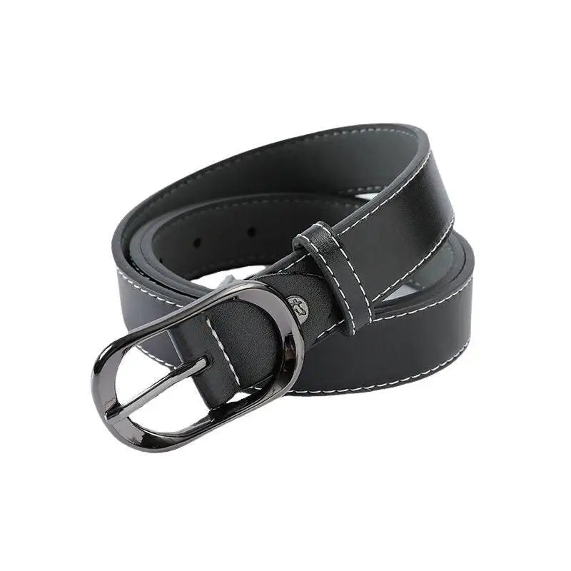 Black leather belt with sleek silver buckle displayed in product named Black Leather Belt with Silver Buckle