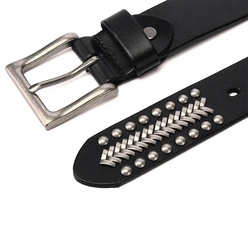 Black leather studded belt with silver studs from Assorted Leather Belts collection