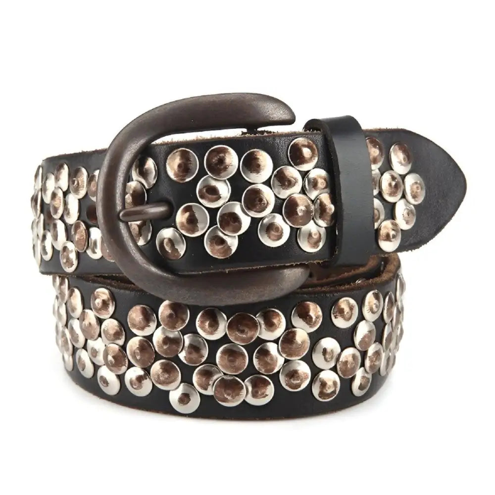 Andrea Belt black studded leather belt for women or men, stylish and durable accessory