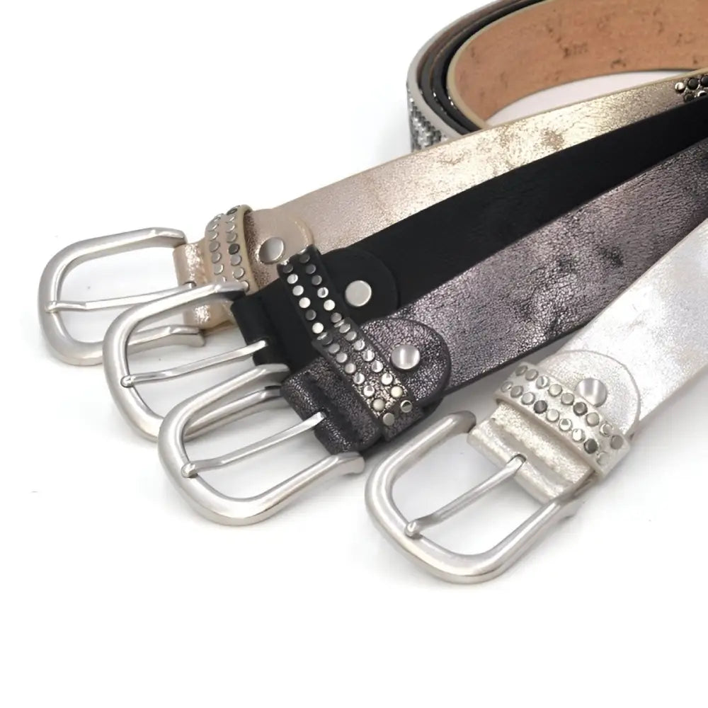 Assorted studded fashion belts from Eirina Women’s Studded Belt Collection with Rhinestone Accents