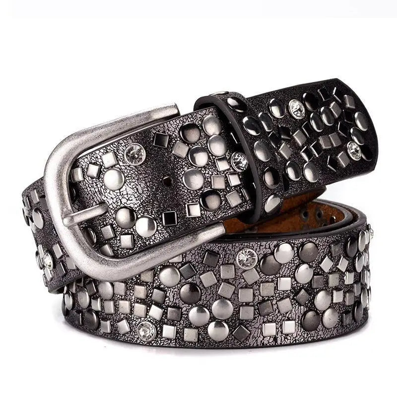 Gaylia Belt stylish black leather belt with studs for women’s fashionable outfits