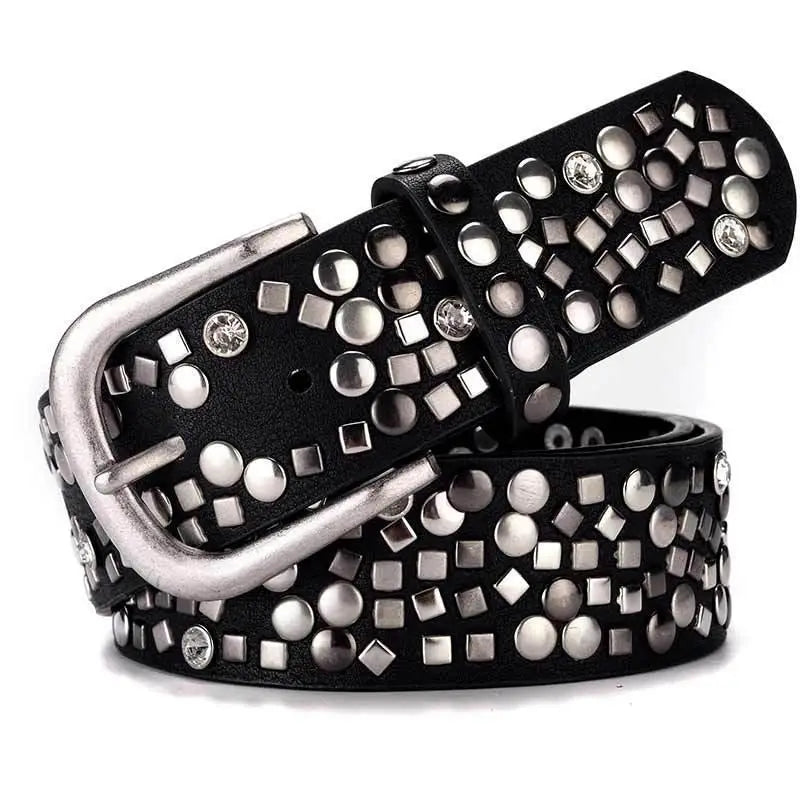 Gaylia Belt stylish black studded leather belt for women’s fashion accessory