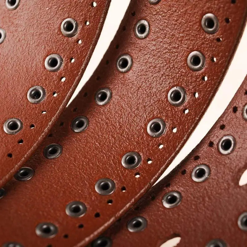 Genuine leather belt with metal eyelets and buckle from Genuin Leather Belts collection