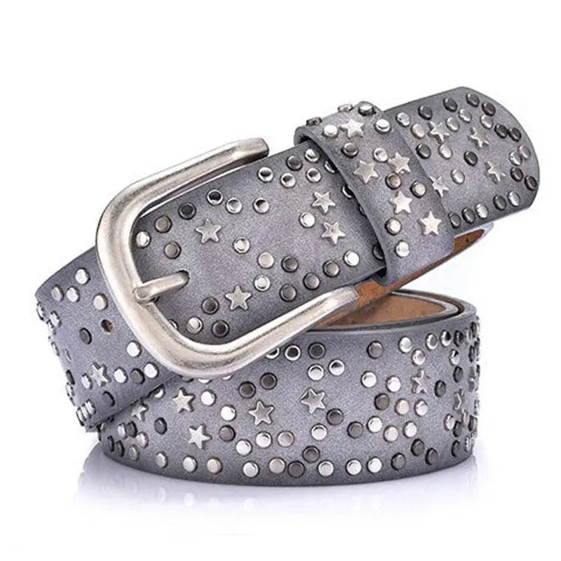 Gray Verrona Studded Belt with Silver Buckle from Verrona Studded Belt Collection