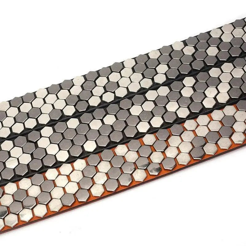 Osonia Studded Belt with Hexagon Leather Studs for a stylish look, featuring a hexagonal studded design