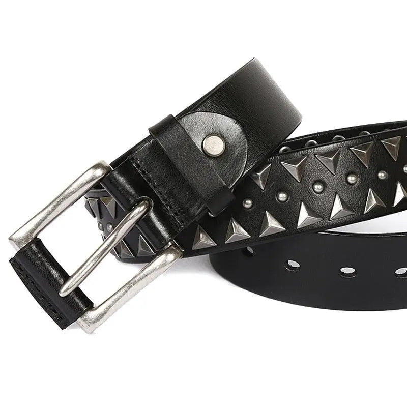 Sylmare Studded Belt in Black Leather showcasing stylish designer studded belt features