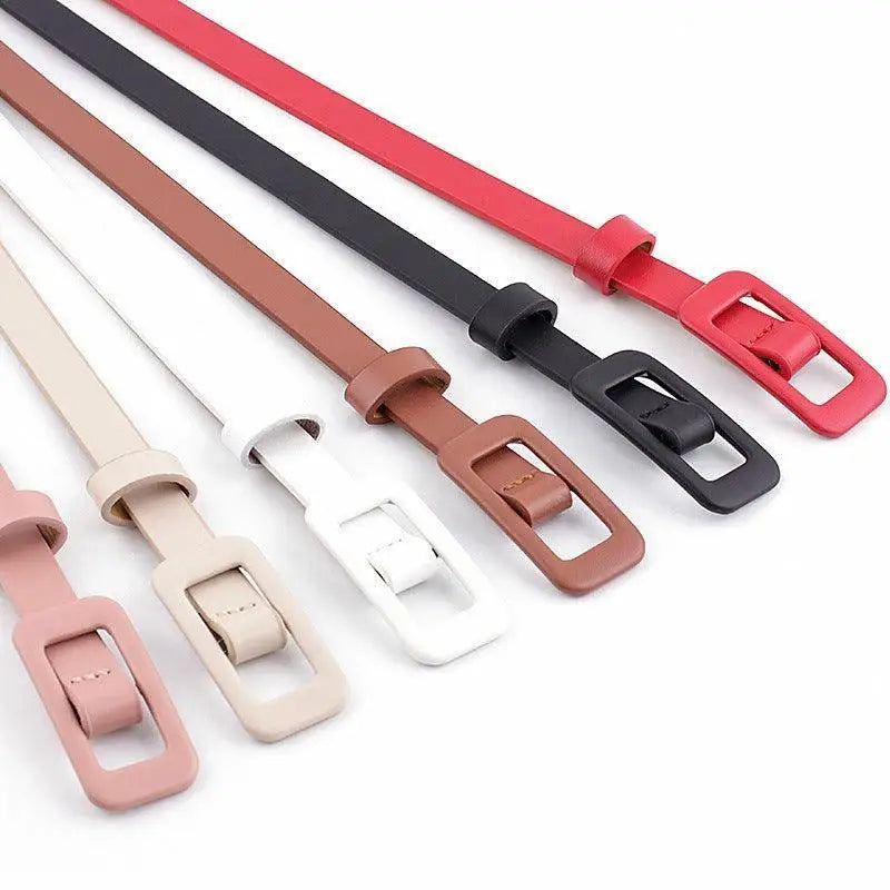 Assorted slim leather belts from Airoro Belt Set with colorful genuine and faux leather
