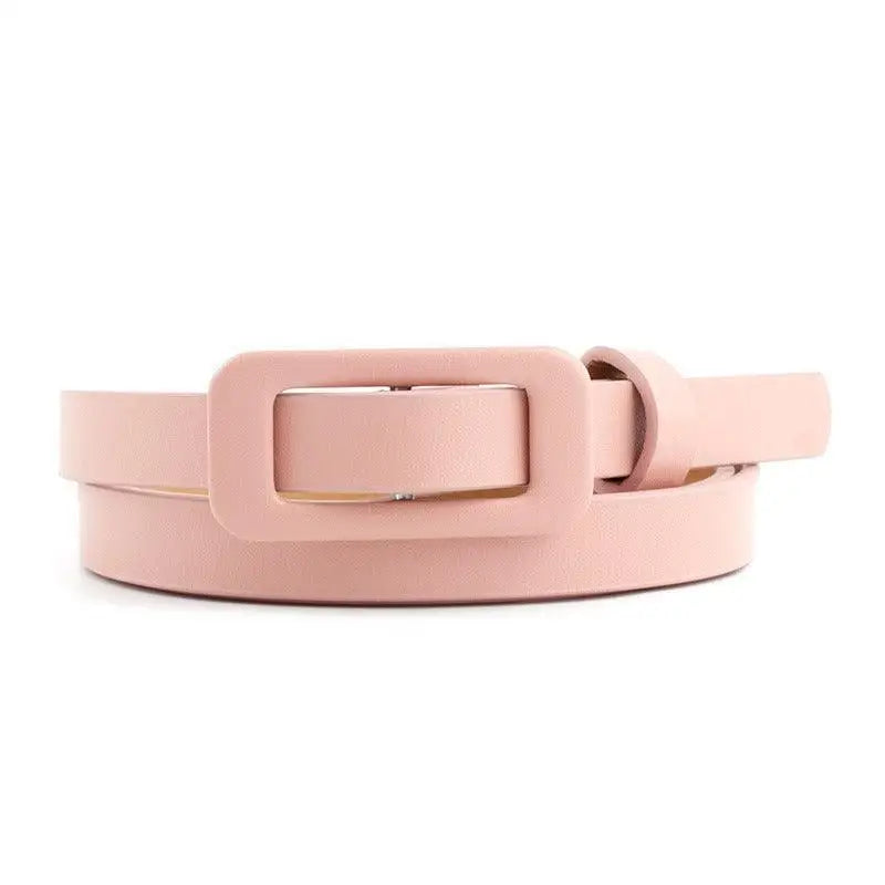 Pink faux leather belt from the Airoro Belt Set featuring colorful slim leather options
