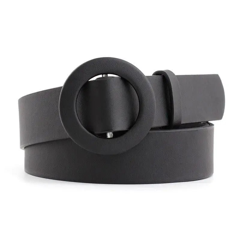 Black belt with a circular buckle from the Assorted Round-Buckle Belts Collection