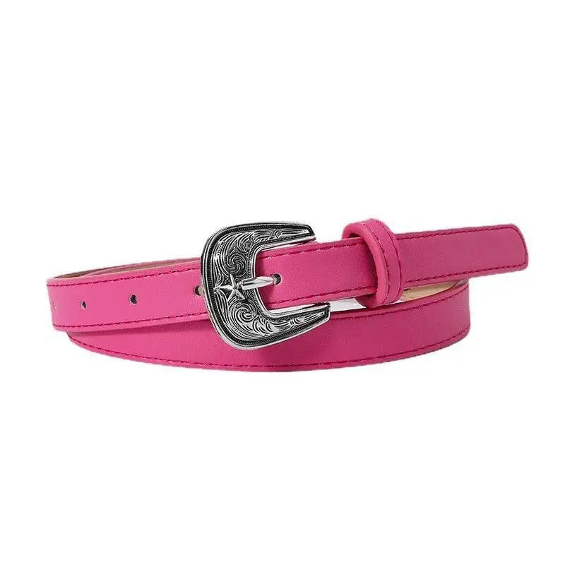 Ourahi Belt with Pink Leather and Silver Buckle for Elegant Style