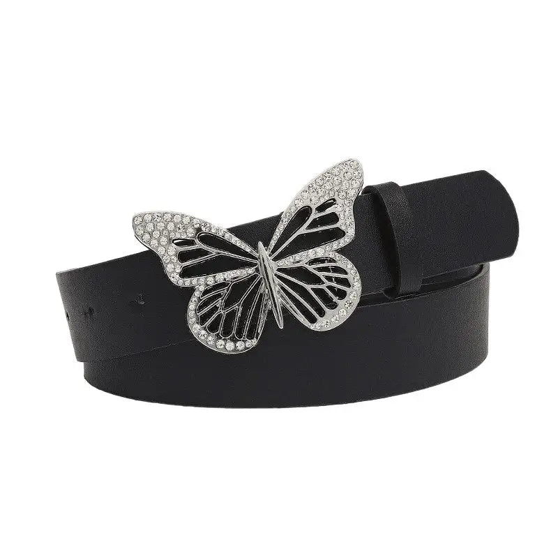 Black belt with butterfly buckle from Set of Four Butterfly Buckled Belts for Various Outfits
