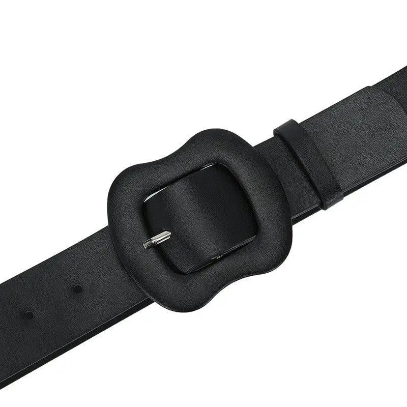 Black leather belt with decorative buckle from the Colorful Leather Belts with Decorative Buckles collection
