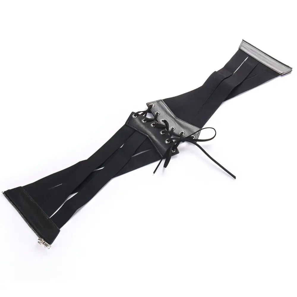 Black elastic corset belt for elegant waist styling in Black Lace-Up Corset Belt product