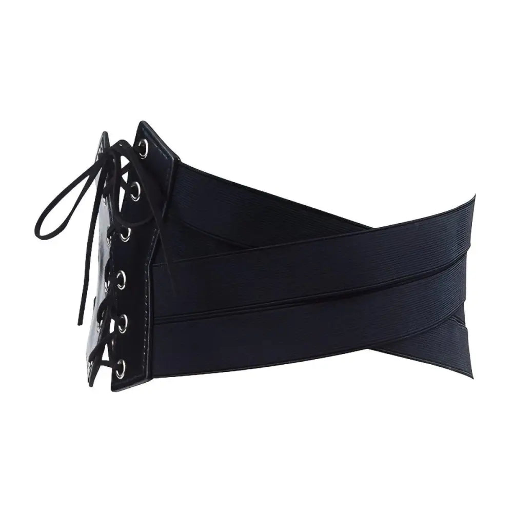 Black corset belt with lace-up detail for elegant waist styling