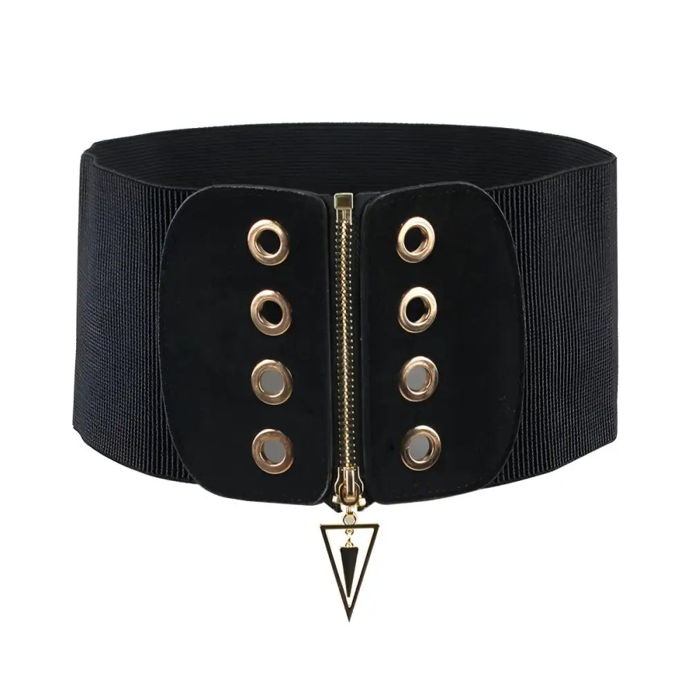 Black elastic triangle zipper corset belt with zipper for elegant waist definition