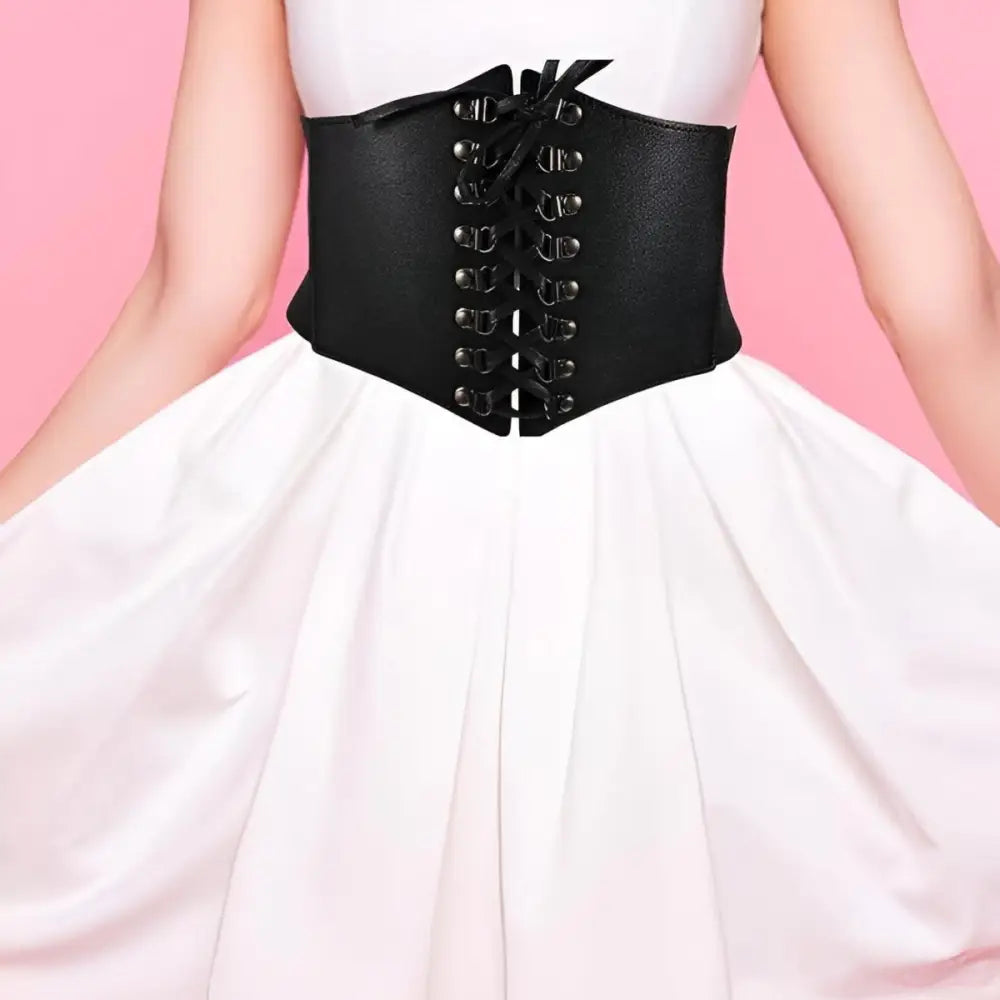 Black corset belt from Black Lace-Up Corset Belt for a Stylish and Elegant Look