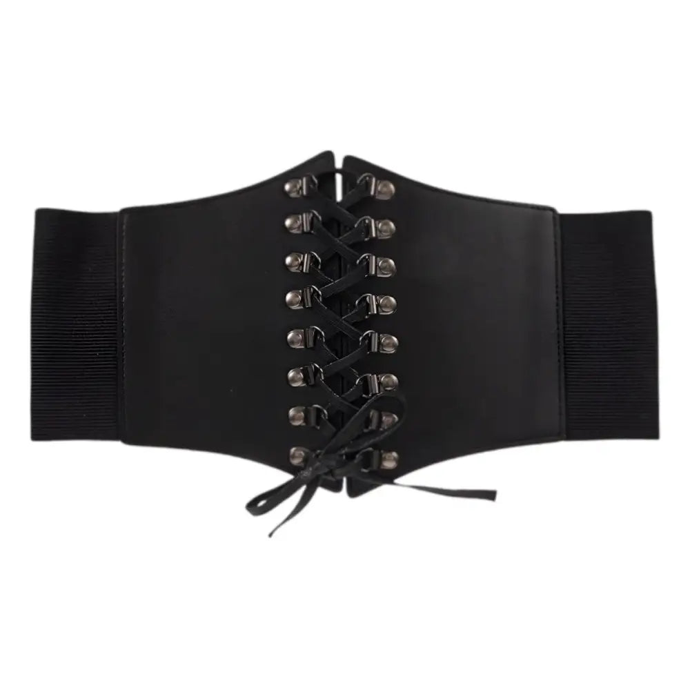 Black corset belt with lace-up front for a stylish and elegant look