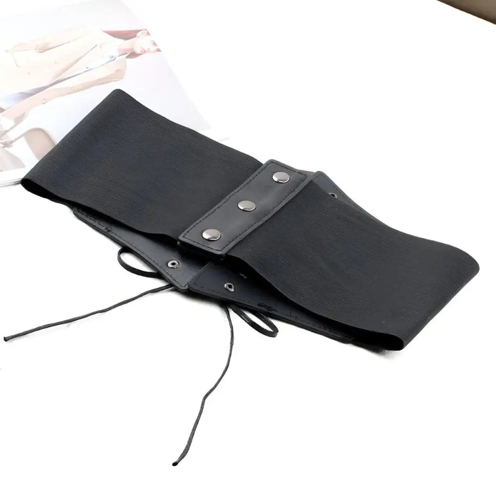 Black corset belt with laces for a stylish and elegant look
