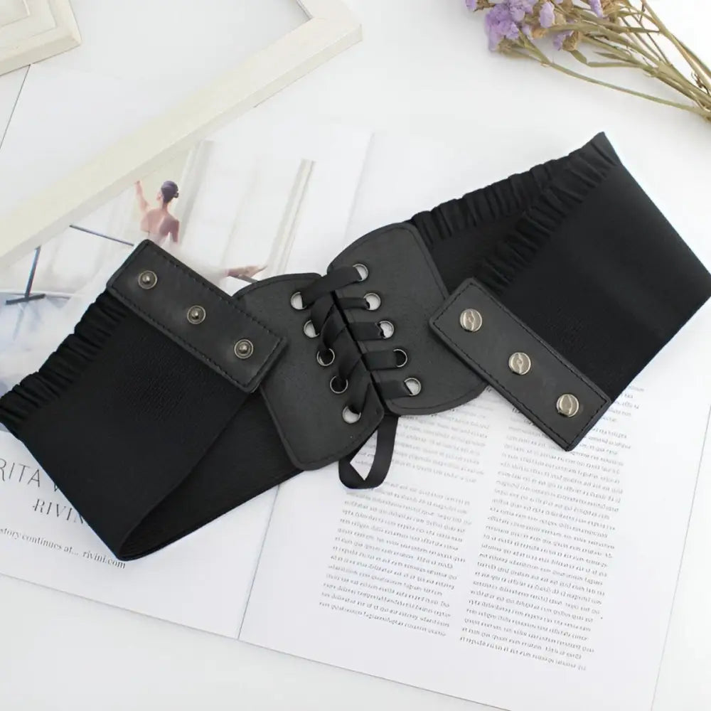 Black elastic corset belt from Elegant Corset Belts in Red White and Black