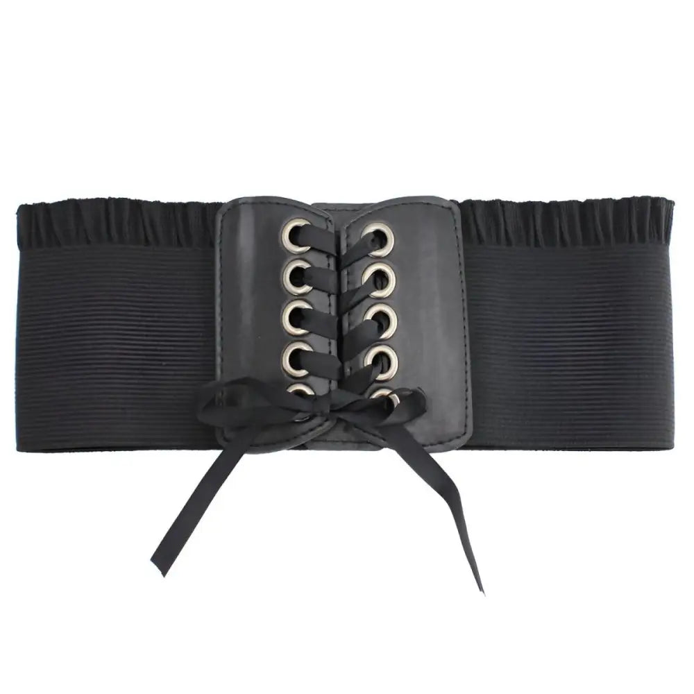 Black corset-style elastic belt from Elegant Corset Belts in Red White and Black