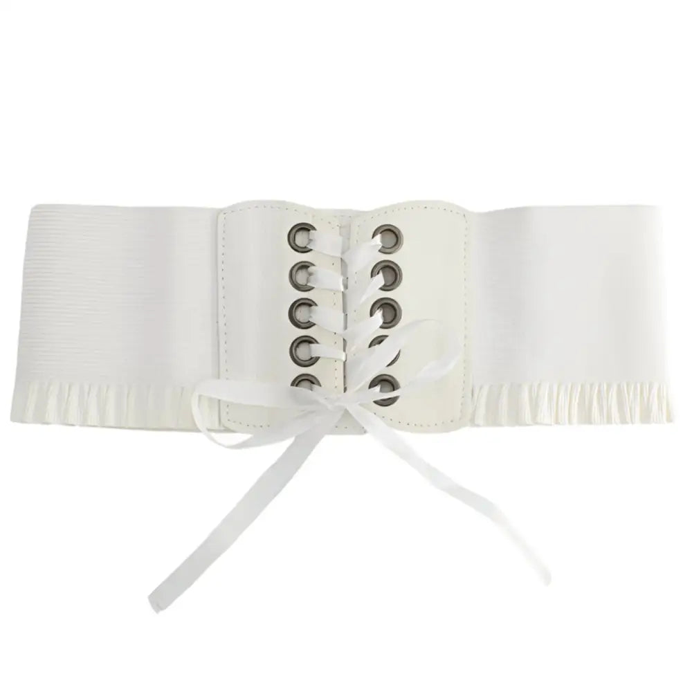 White corset belt with lace-up front from Elegant Corset Belts collection