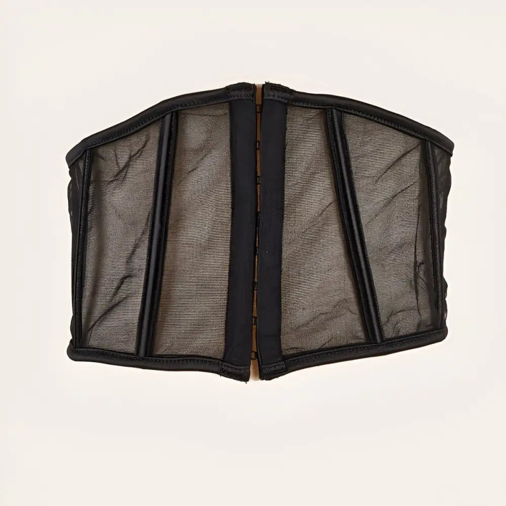 Black Mesh Corset Belt with Ribbon Lacing showcasing an elegant corset belt design