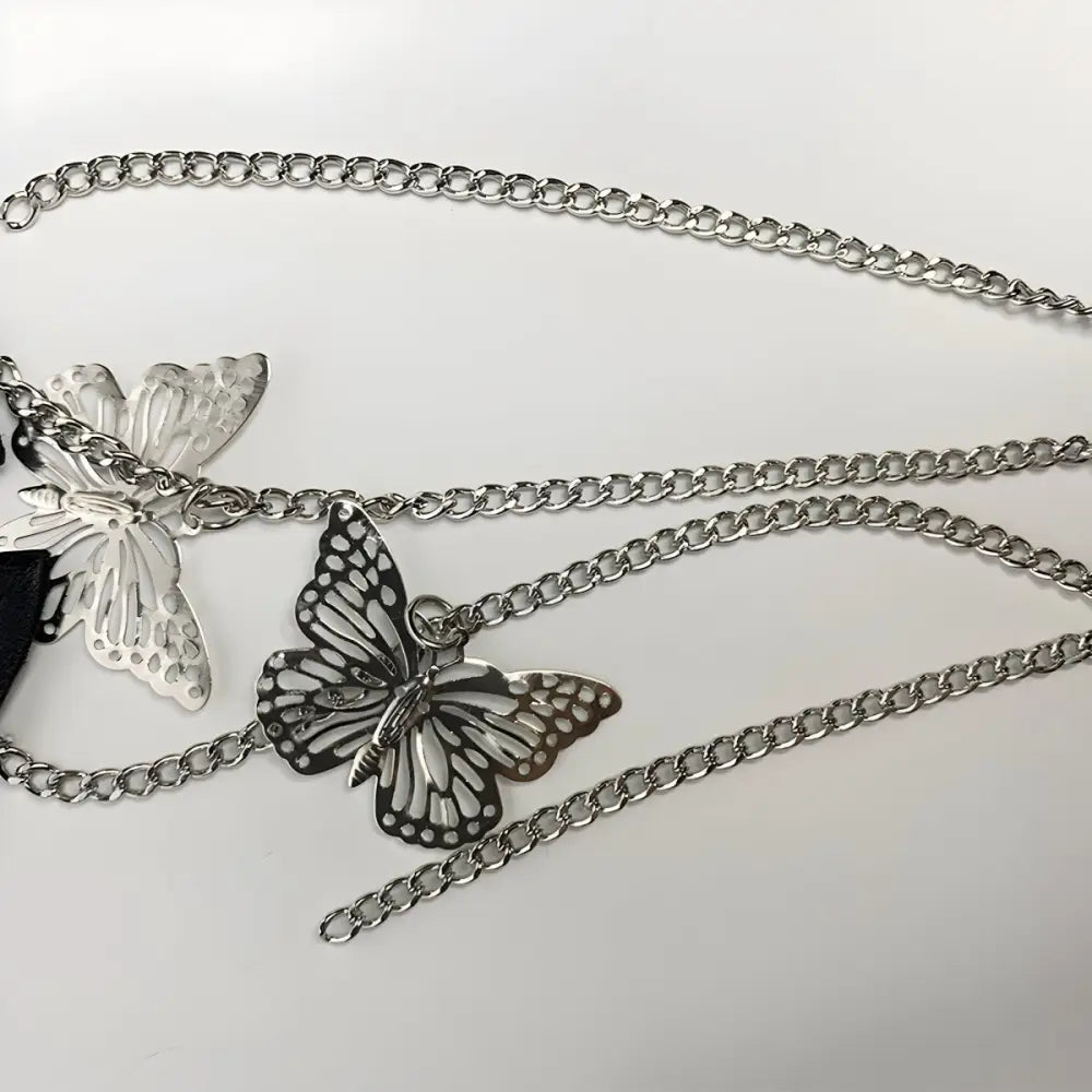 Silver butterfly chain corset belt for stylish fashion accessories and accents