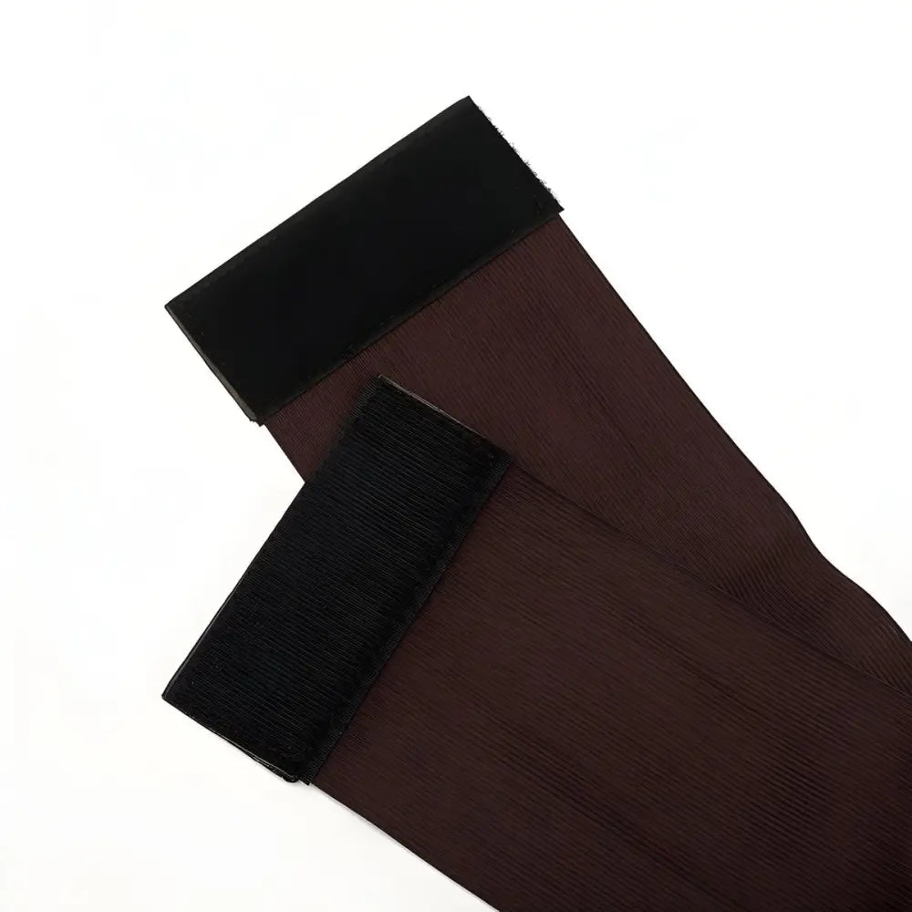 Brown compression socks with black tops paired with the White Shirt Dress featuring Kayla Corset Belt