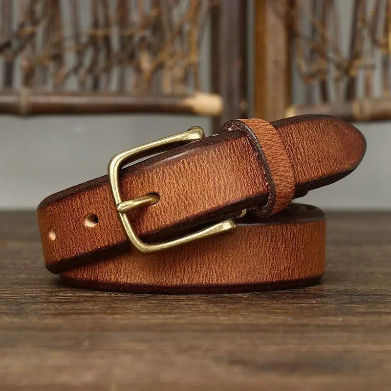 Brown leather belt with brass buckle from Assorted Leather Belts collection