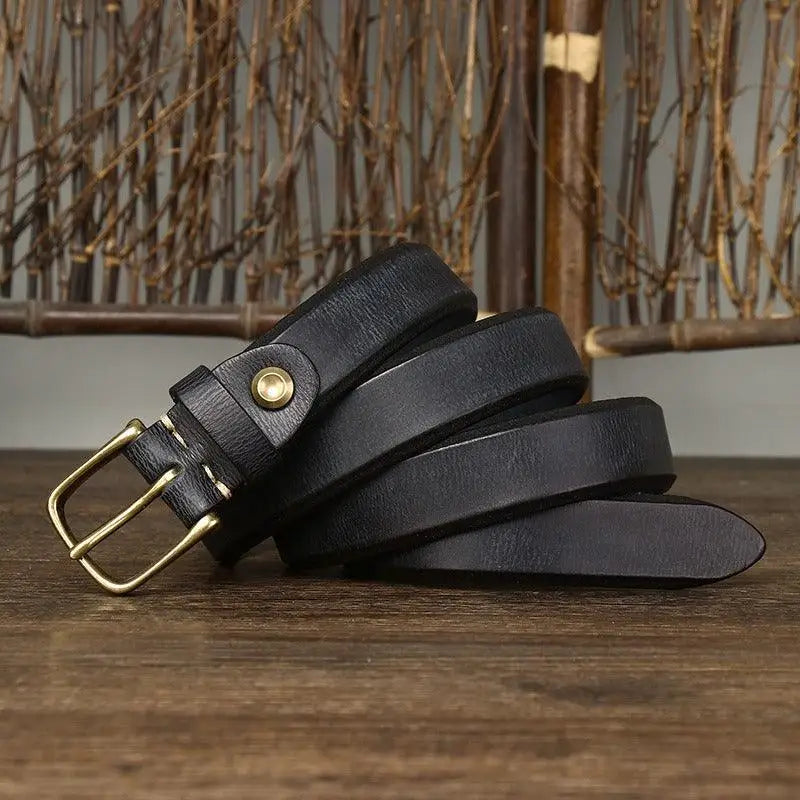 Black leather belt with brass buckle from Assorted Leather Belts collection