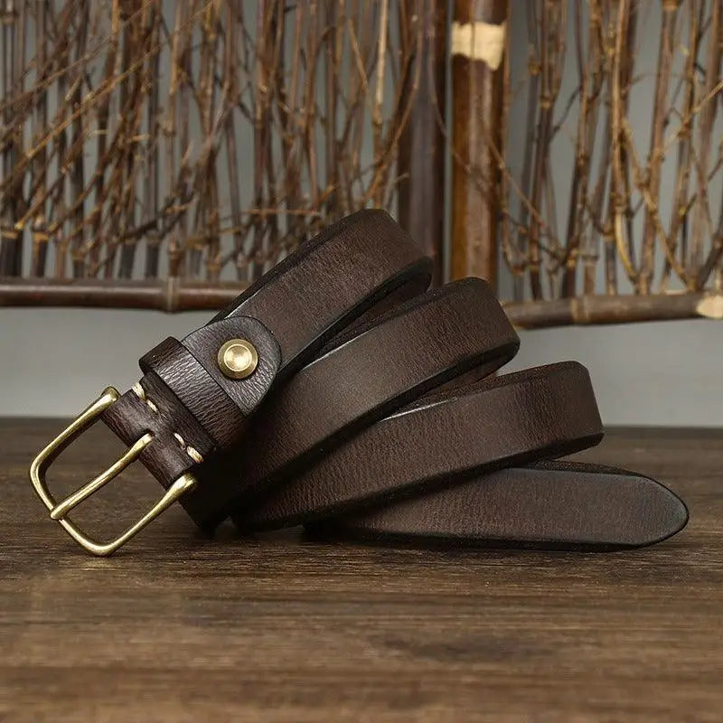 Brown leather belt with brass buckle from Assorted Leather Belts collection