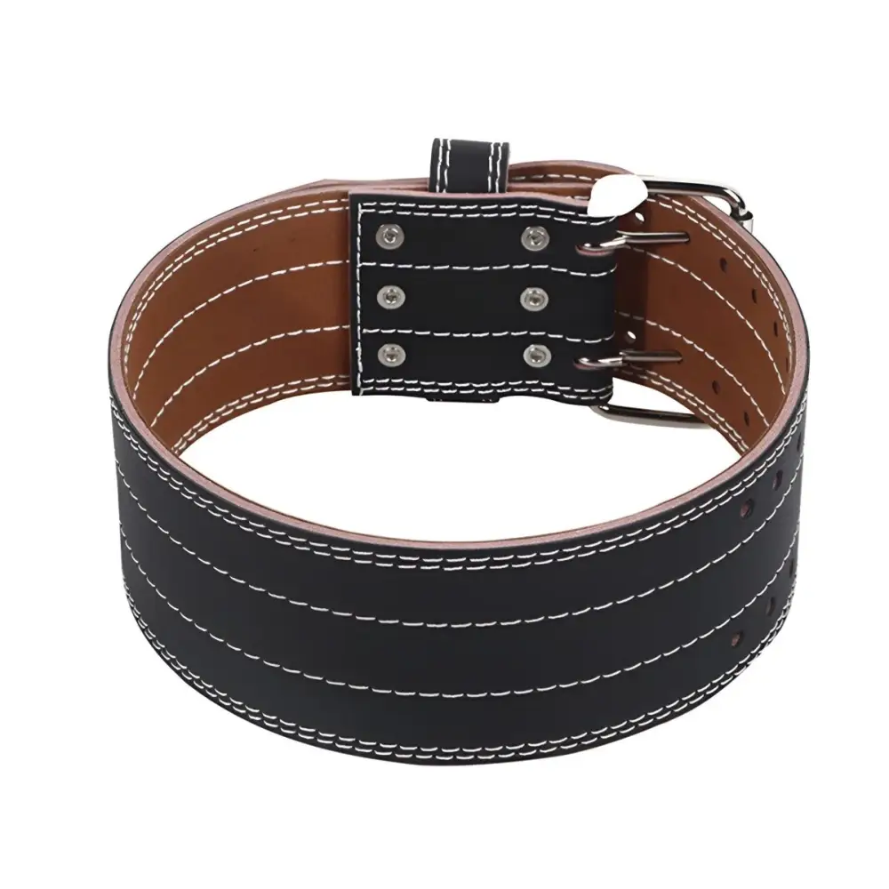 Black Leather Weightlifting Belt for support and durability during strength training