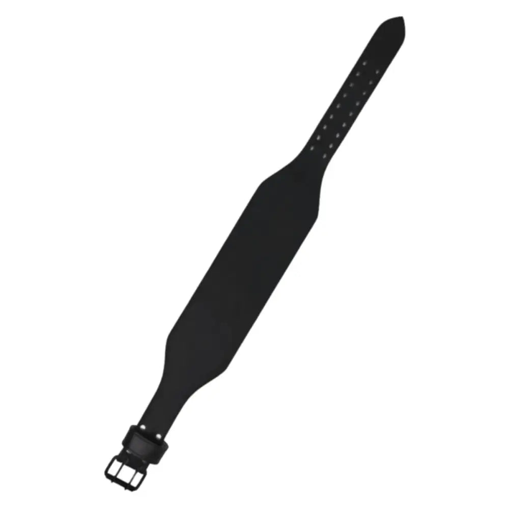 Black leather double prong strength belt for weightlifting and heavy lifting support