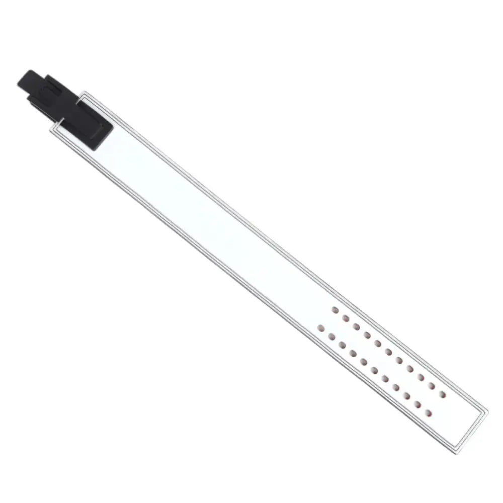 White adjustable wristband with black clasp, part of Morgan Model powerlifting belt set