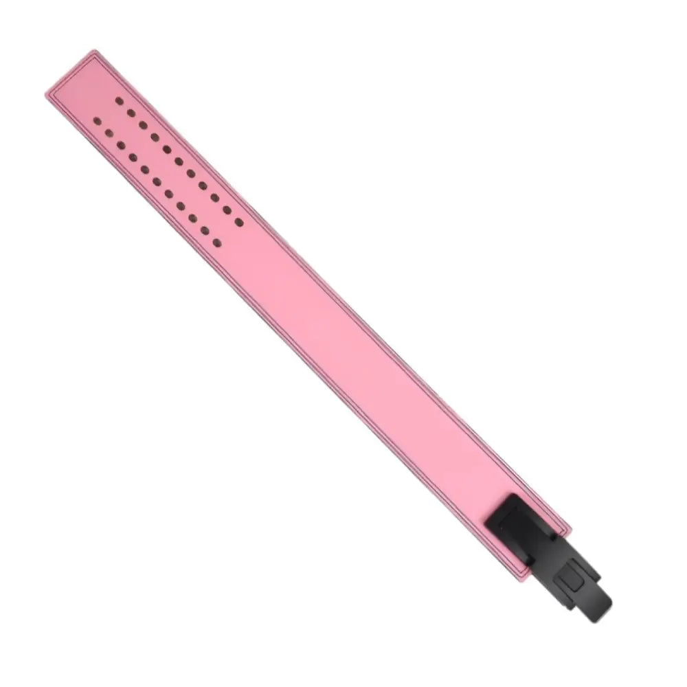 Pink leather watch band with black buckle for Morgan Model powerlifting belt