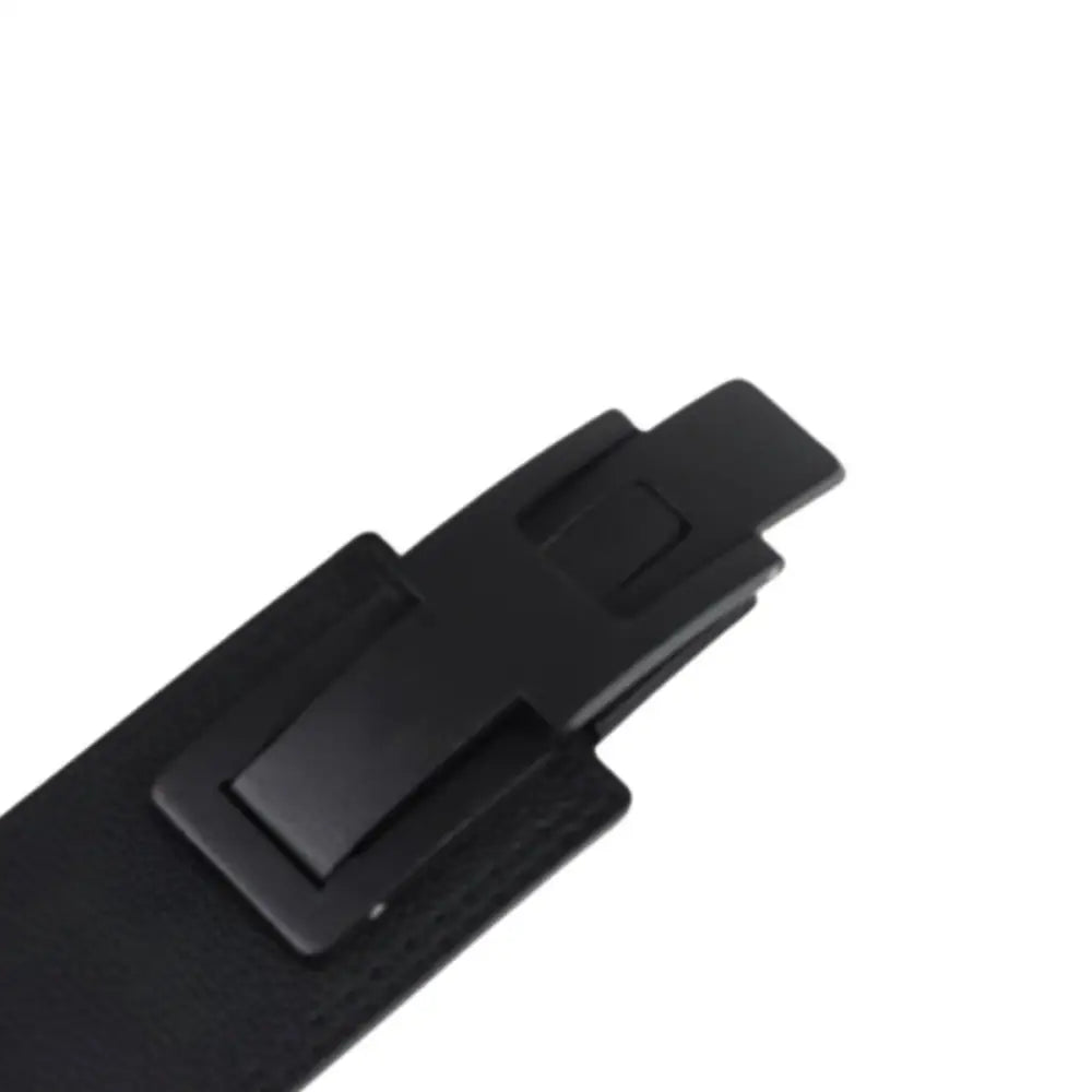 Black leather powerlifting belt with buckle from Morgan Model collection