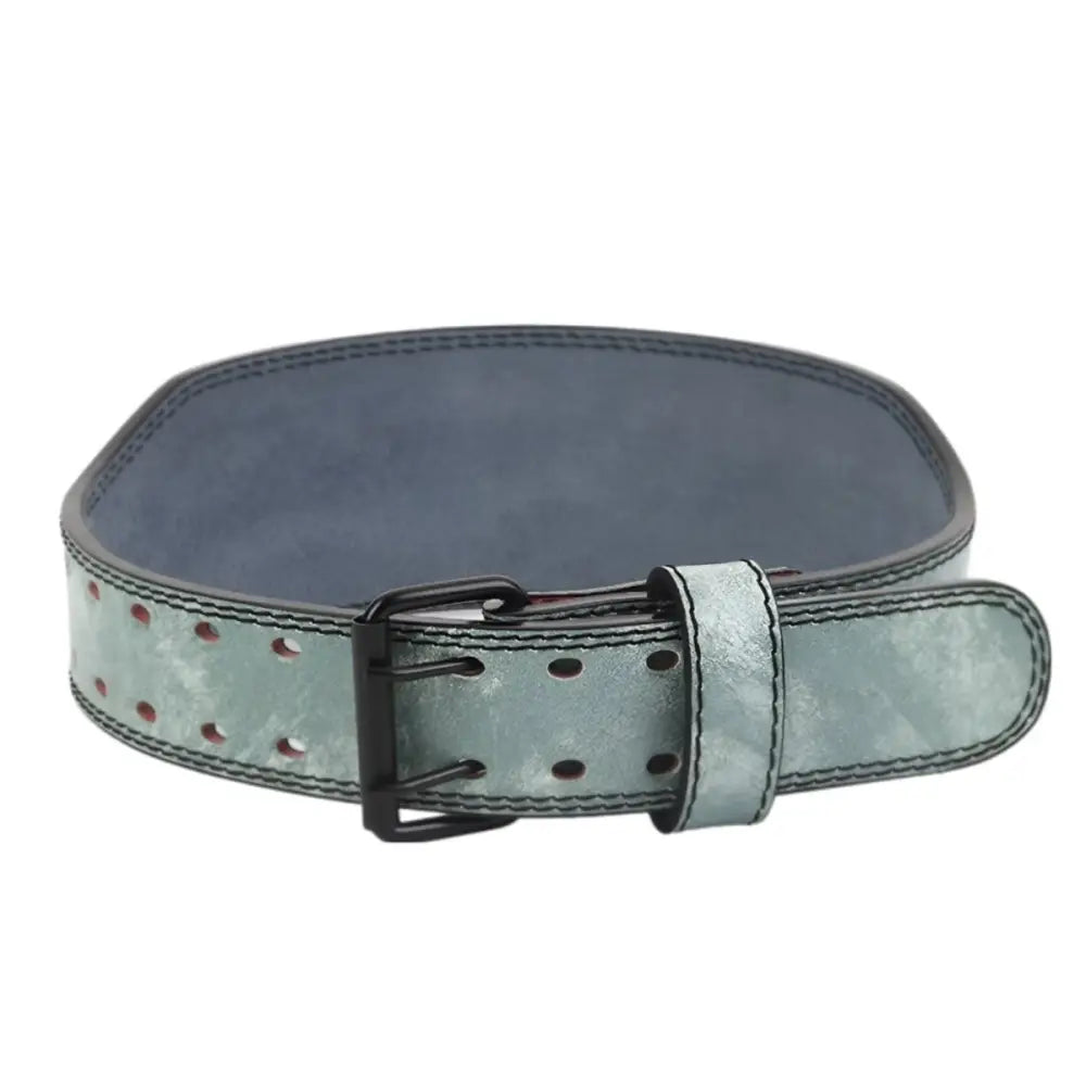 Aubin Model Red and Gray Leather Weightlifting Belt with Buckle for support and durability