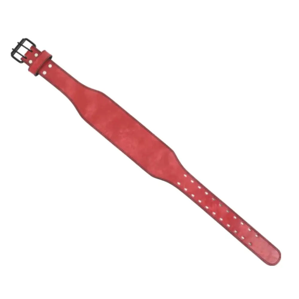 Aubin Model Red and Gray Leather Weightlifting Belt with Buckle for support