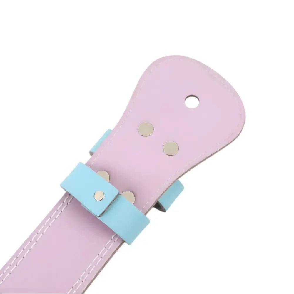 Pastel pink and blue leather power belt from Elie Leather Power Belts collection
