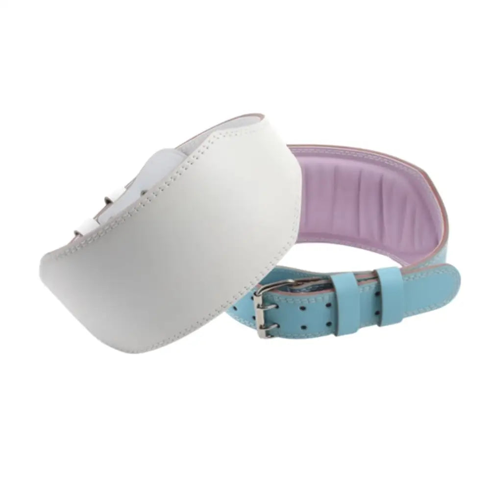 Two-toned Elie Leather Power Belt with White Pink and Blue Designs for enhanced support