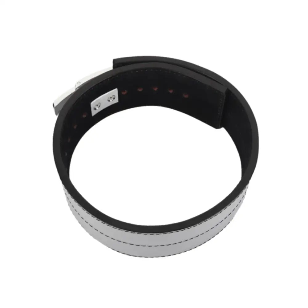 White and black wristband with metal clasp for Leather Weightlifting Belt and weightlifting