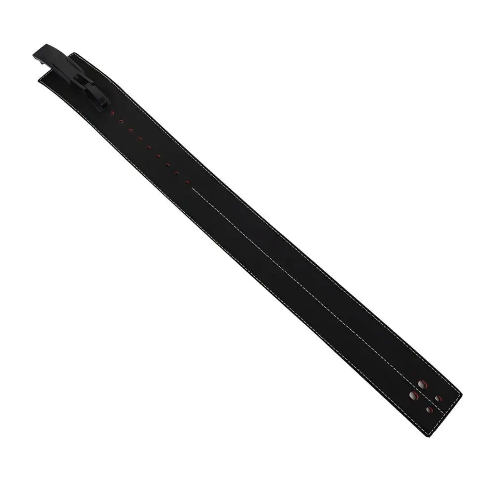 Black leather zipper strap for powerlifting belt in Black and Green Leather Powerlifting Belts with Buckles