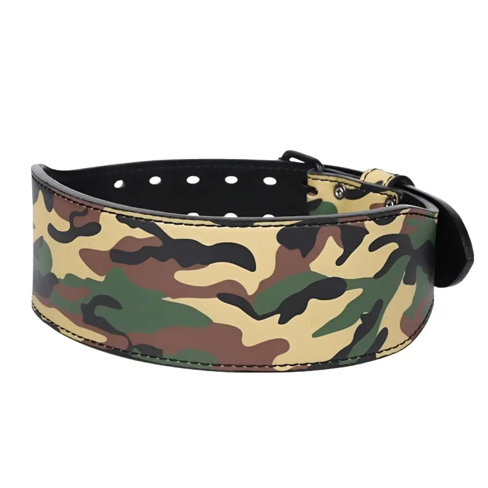 Camouflage support belt for weightlifting and strength training equipment