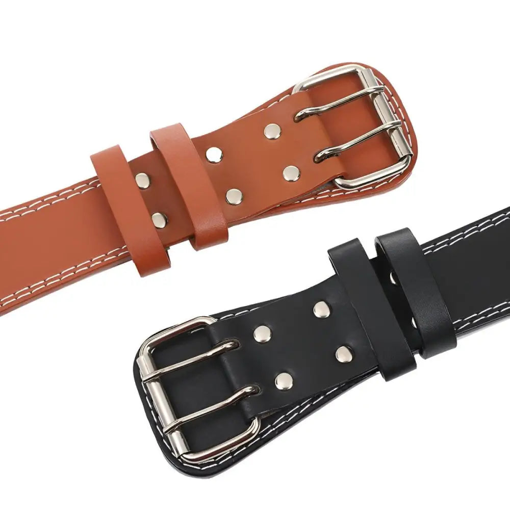 Leather lifting belts in brown and black for weightlifting training and support