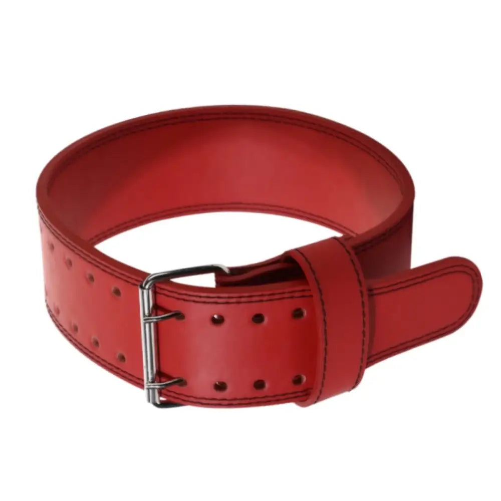 Red leather weightlifting belt from Omer Leather Lifting collection