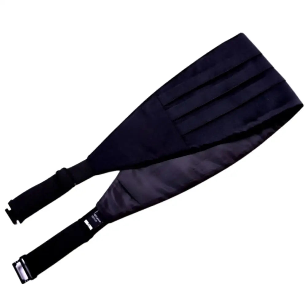 Black pleated cummerbund with adjustable straps for Charles Model Tuxedo Belt Accessories