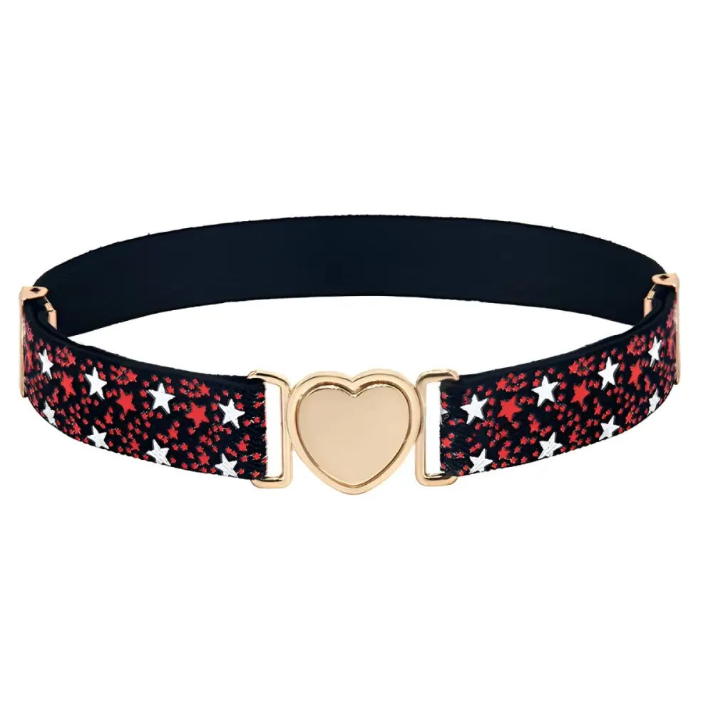 Elastic belt with heart buckle from Ludie Belt with Star Pattern product line